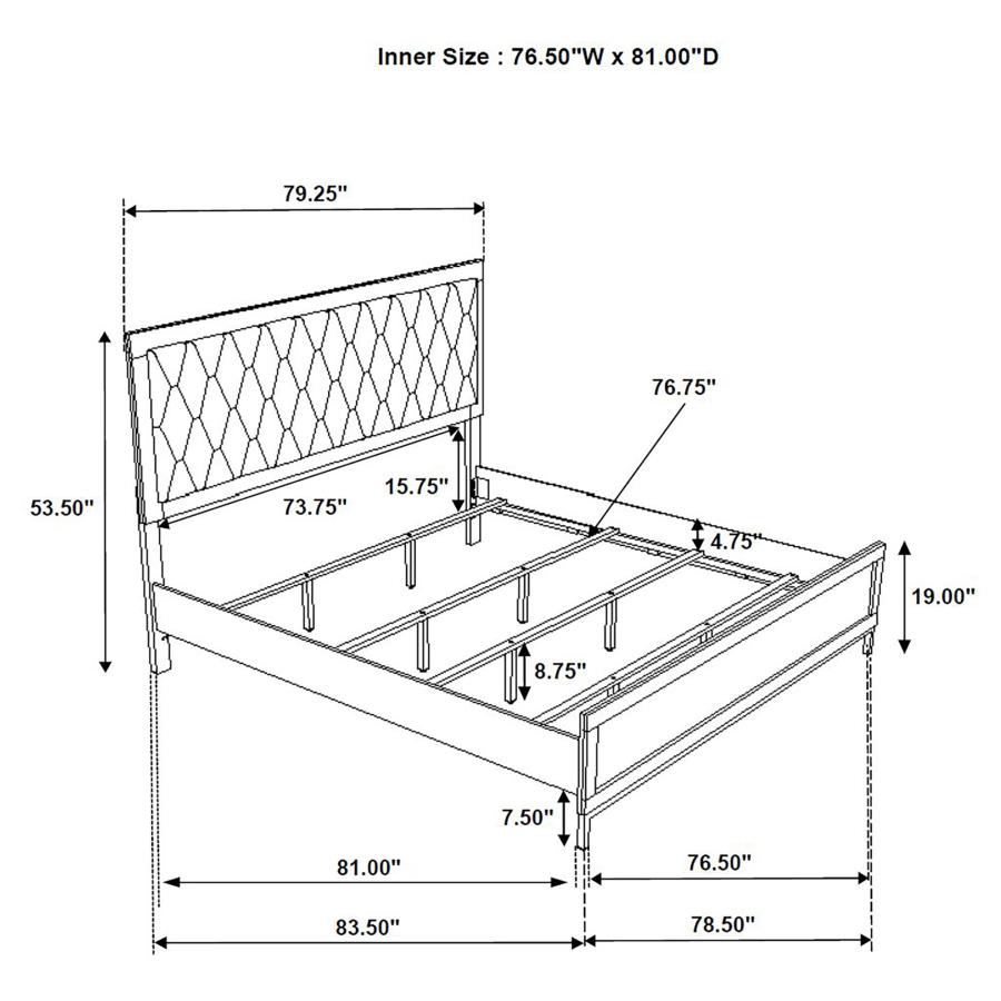 (image for) Sonora Eastern King Upholstered Panel Bed White 