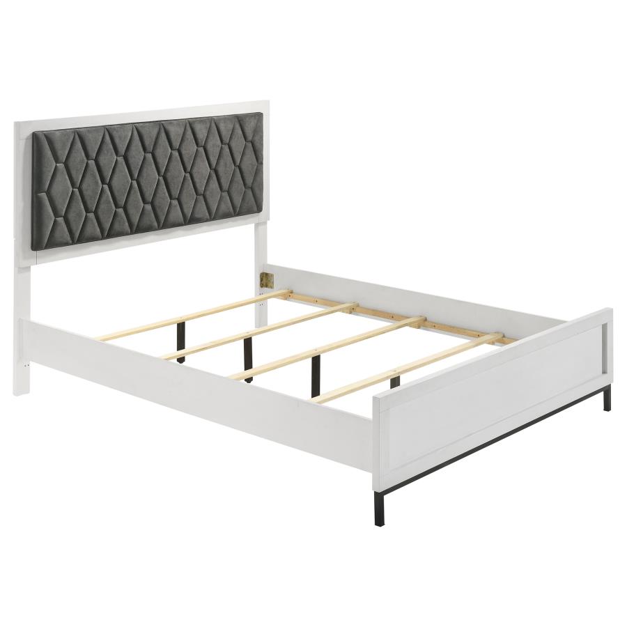 (image for) Sonora Queen Upholstered Panel Bed White - Click Image to Close