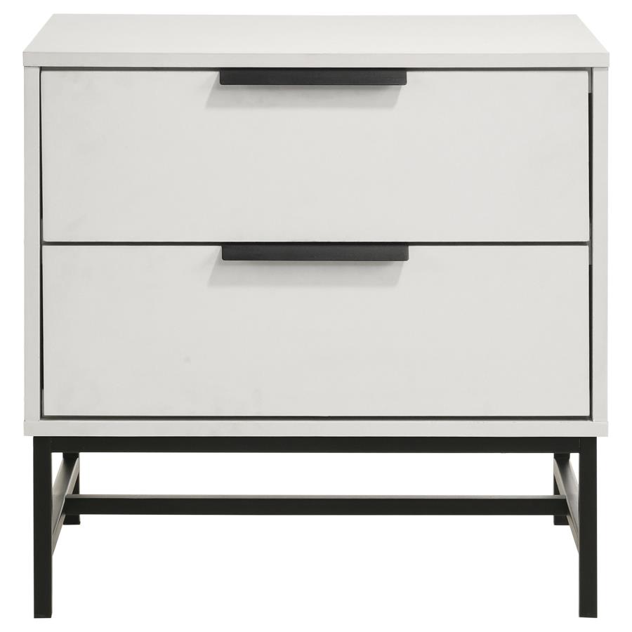 (image for) Sonora 2-drawer Nightstand Bedside Table White 