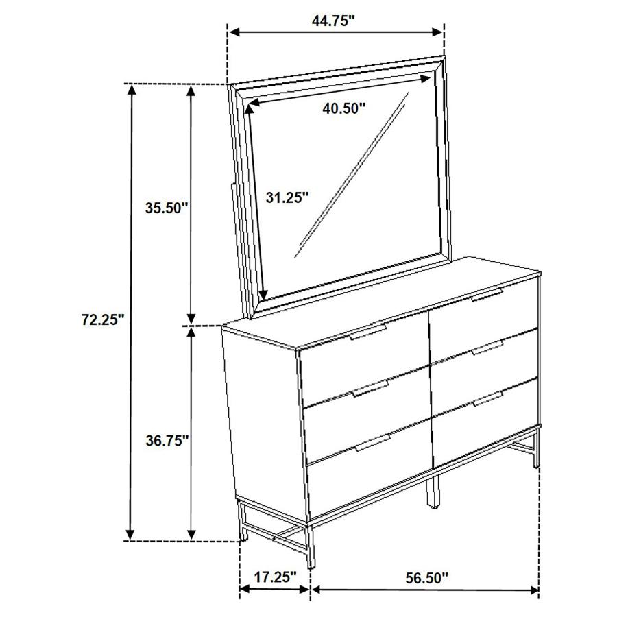 (image for) Sonora 6-drawer Dresser with Mirror White