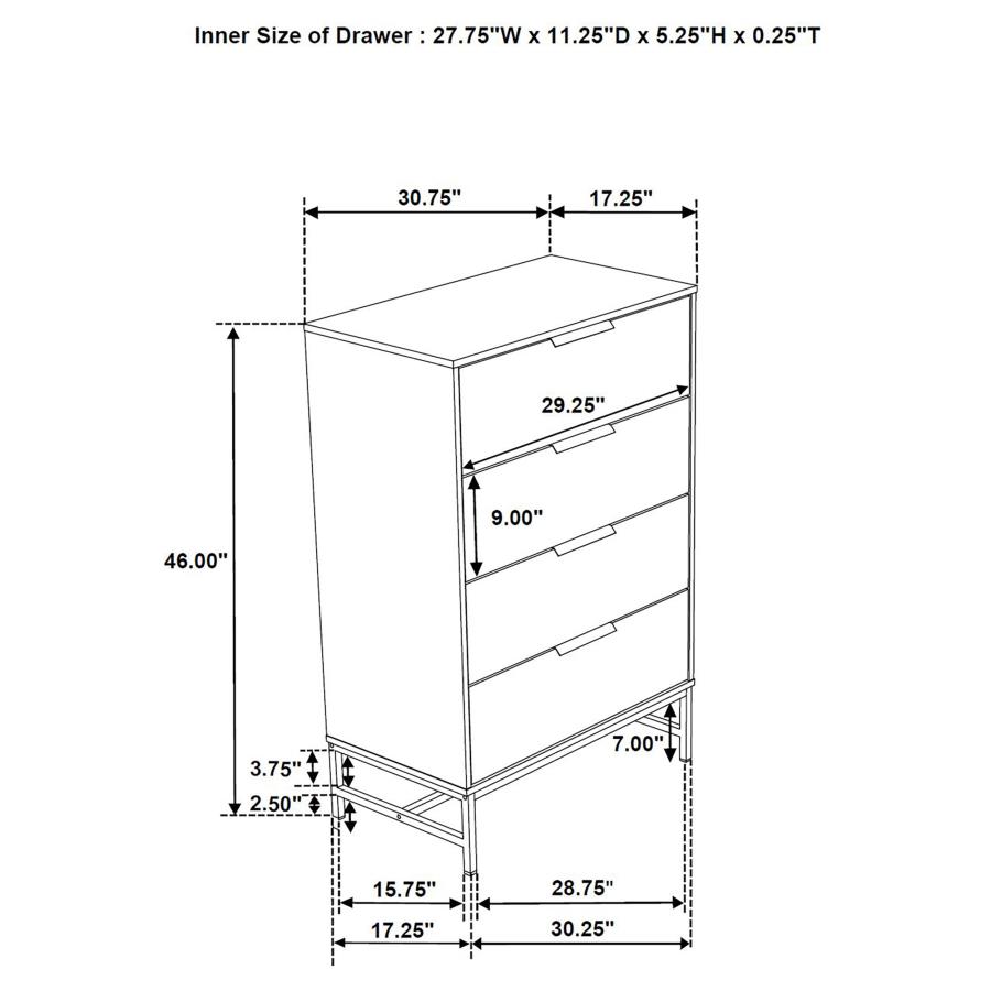 (image for) Sonora 4-drawer Bedroom Chest White 