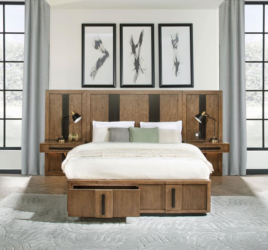 (image for) Terrace California King Wall Panel Storage Bed Ash Brown - Click Image to Close