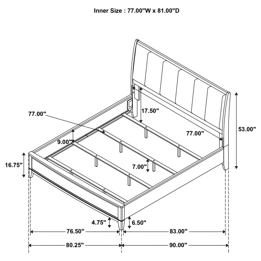 (image for) Granada Upholstered Eastern King Panel Bed Natural Pine