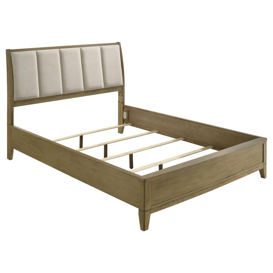 (image for) Granada Upholstered California King Panel Bed Natural Pine - Click Image to Close