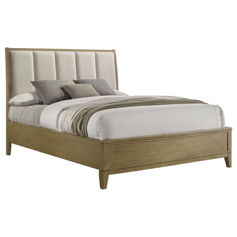 (image for) Granada Upholstered California King Panel Bed Natural Pine