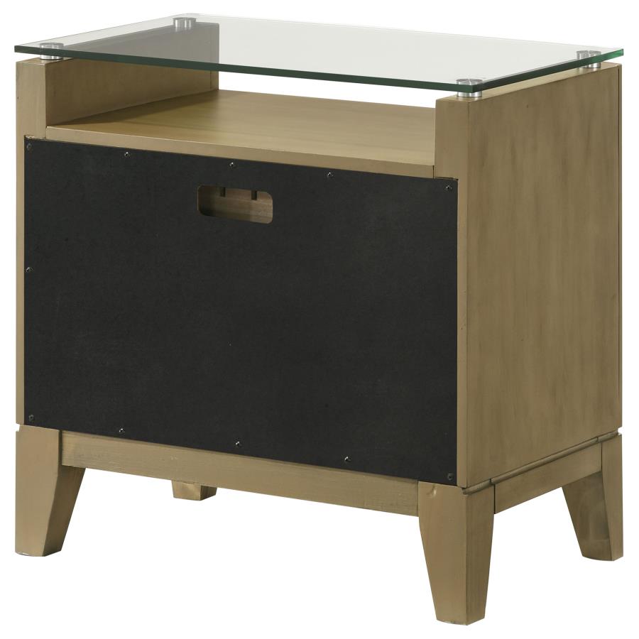 (image for) Granada 2-drawer Glass Top Nightstand Natural Pine