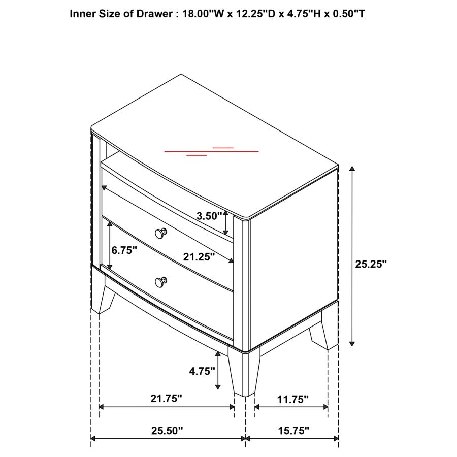 (image for) Granada 2-drawer Glass Top Nightstand Natural Pine