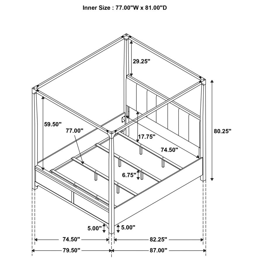 (image for) Gran Park Eastern King Four Poster Canopy Bed Dark Cocoa