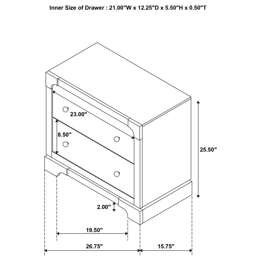 (image for) Gran Park 2-drawer Nightstand Bedside Table Dark Cocoa