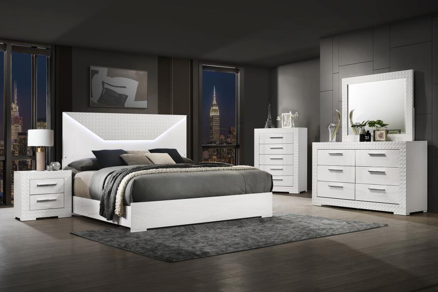 (image for) Ives 5-piece Queen Bedroom Set White High Gloss