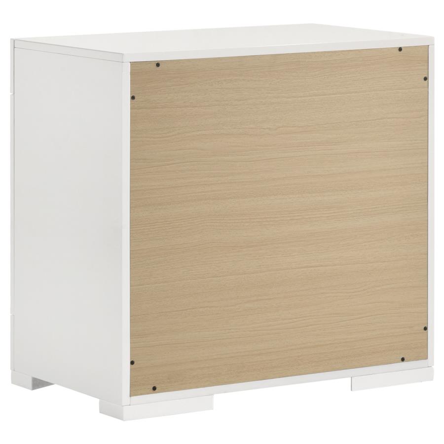 (image for) Ives 2-drawer Nightstand Bedside Table White High Gloss