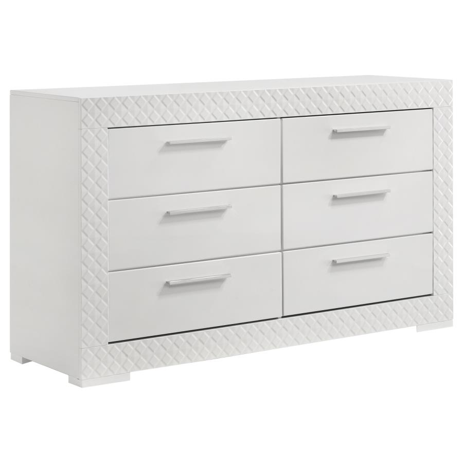 (image for) Ives 6-drawer Dresser Cabinet White High Gloss