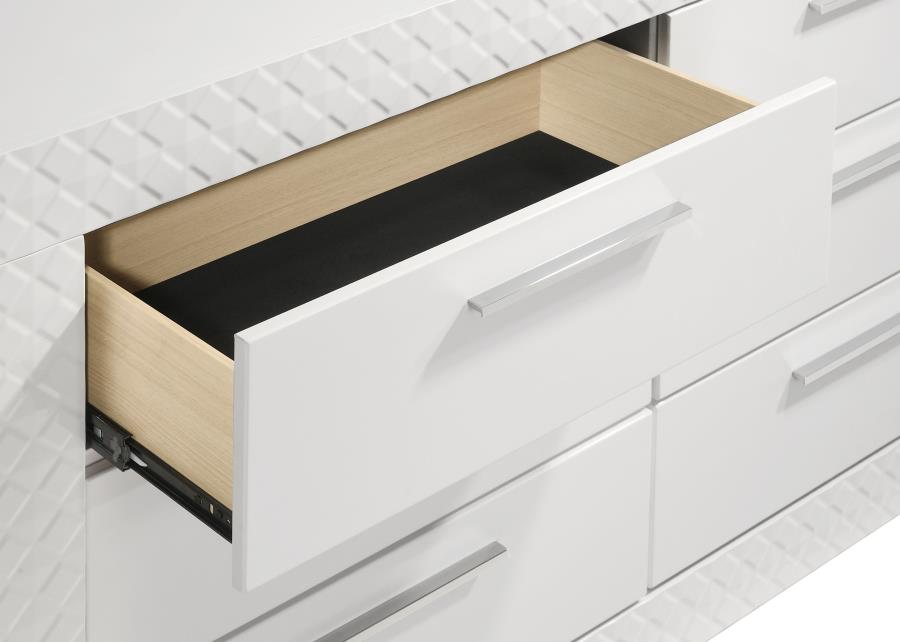 (image for) Ives 6-drawer Dresser Cabinet White High Gloss