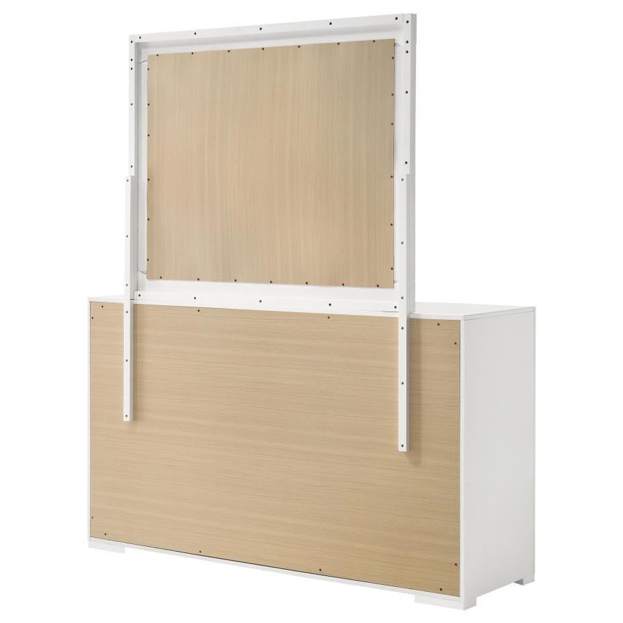 (image for) Ives 6-drawer Dresser and Mirror White High Gloss