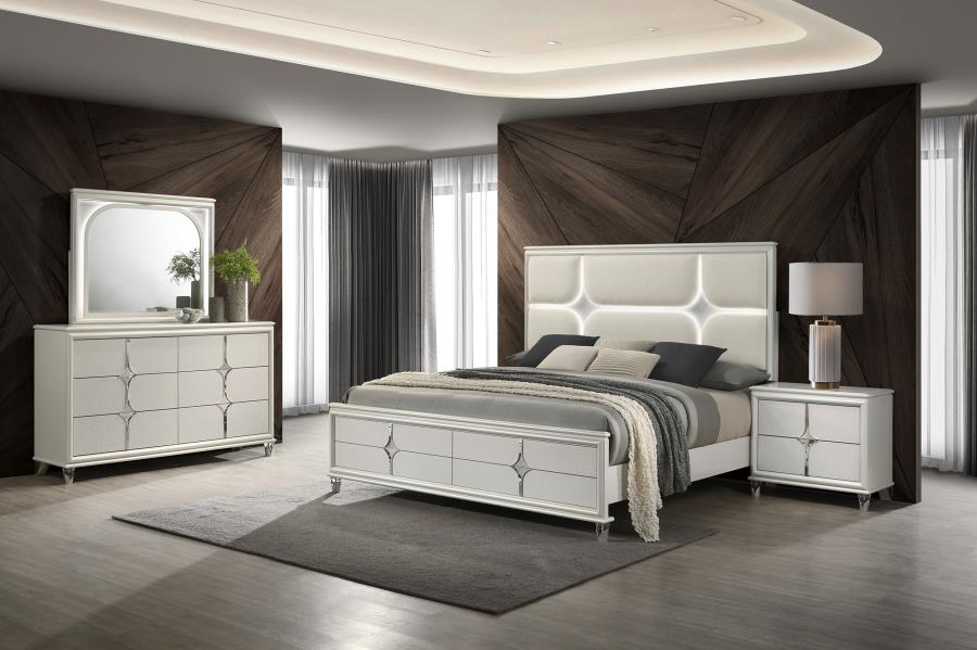 (image for) Olivia 4-piece Eastern King Bedroom Set Pearl White - Click Image to Close