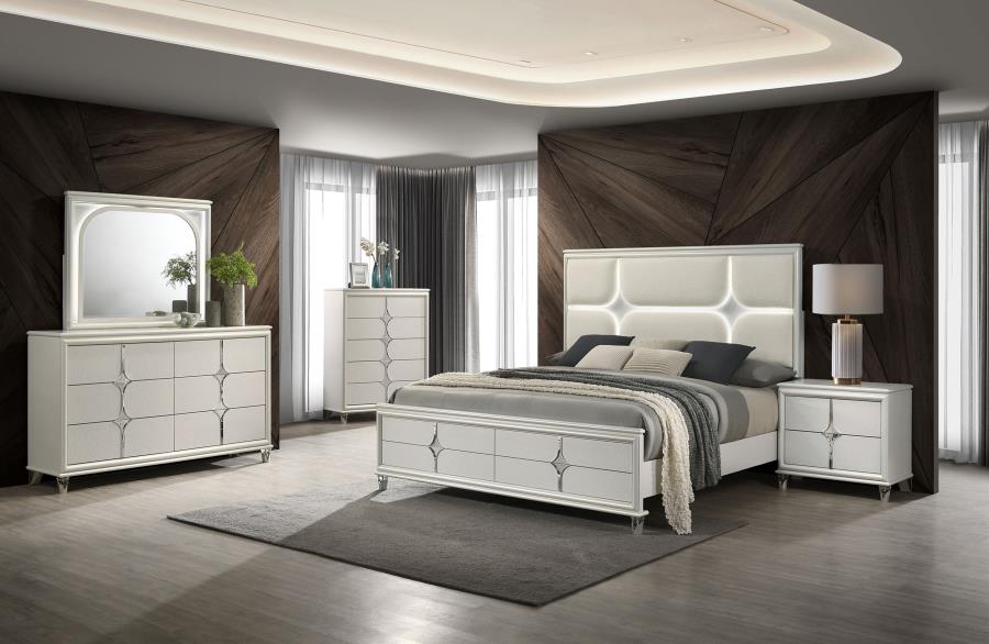 (image for) Olivia 5-piece Eastern King Bedroom Set Pearl White - Click Image to Close