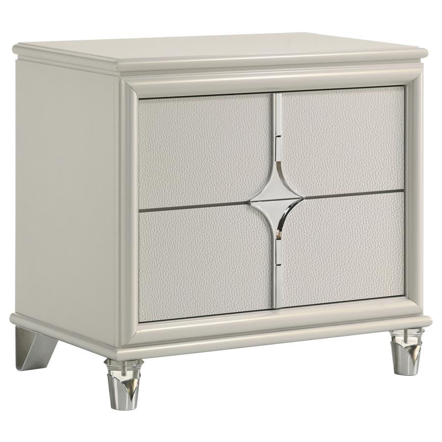 (image for) Olivia 2-drawer Nightstand Bedside Table Pearl White