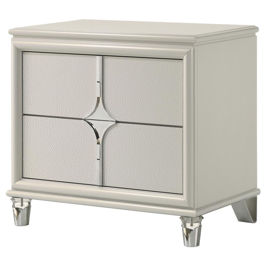 (image for) Olivia 2-drawer Nightstand Bedside Table Pearl White