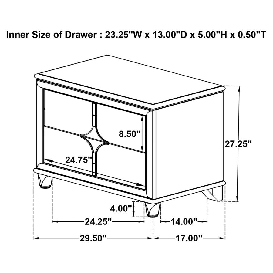 (image for) Olivia 2-drawer Nightstand Bedside Table Pearl White