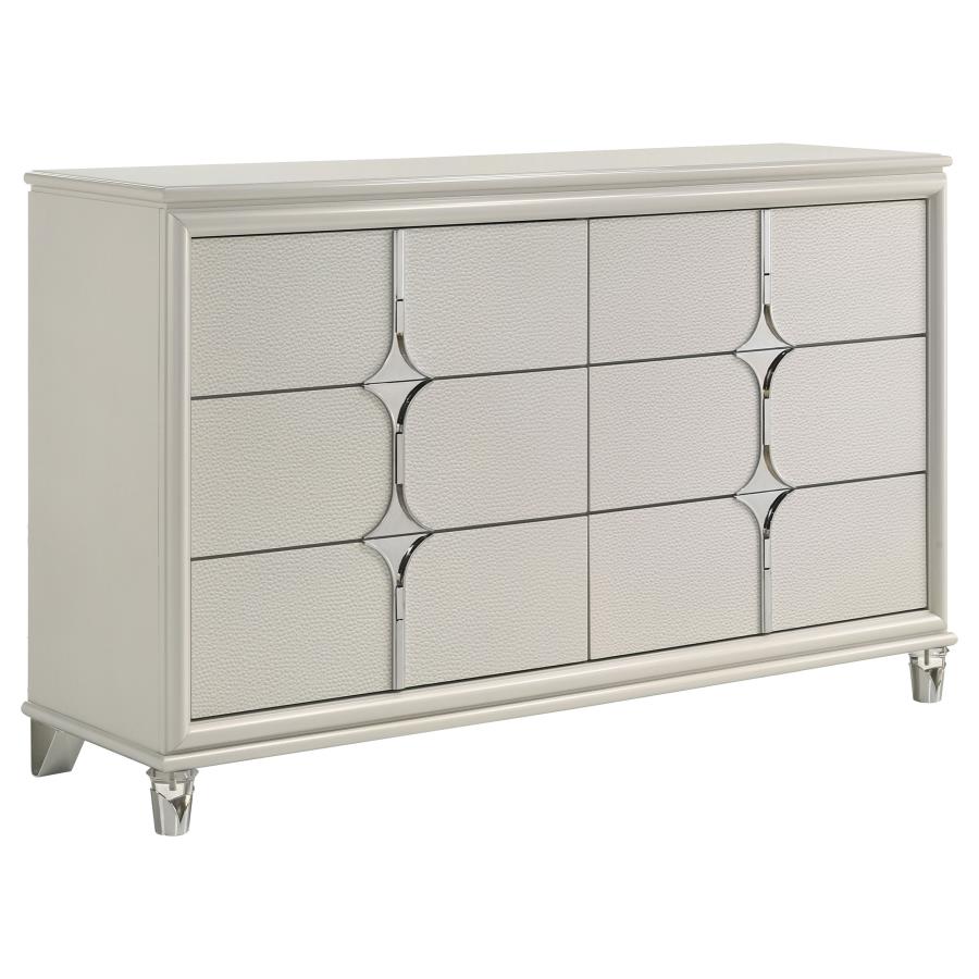 (image for) Olivia 6-drawer Dresser Cabinet Pearl White - Click Image to Close