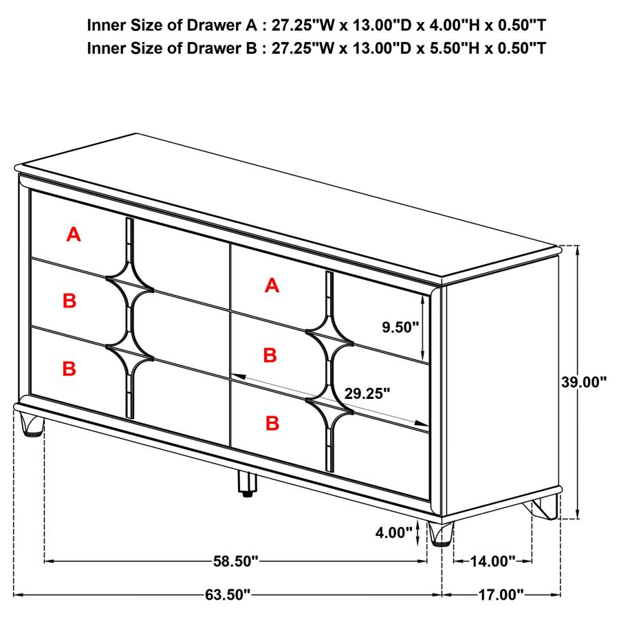 (image for) Olivia 6-drawer Dresser Cabinet Pearl White