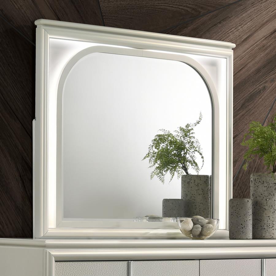 (image for) Olivia LED Dresser Mirror Pearl White