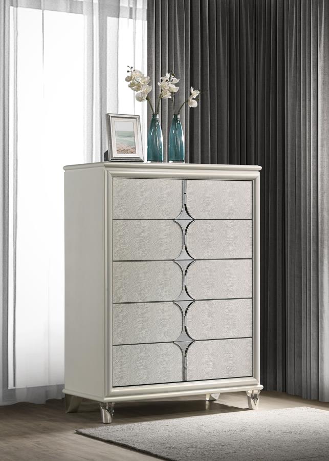 (image for) Olivia 5-drawer Bedroom Chest of Drawers Pearl White