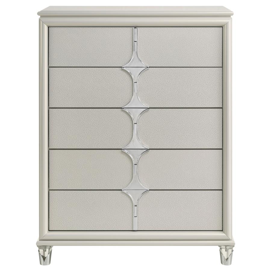 (image for) Olivia 5-drawer Bedroom Chest of Drawers Pearl White