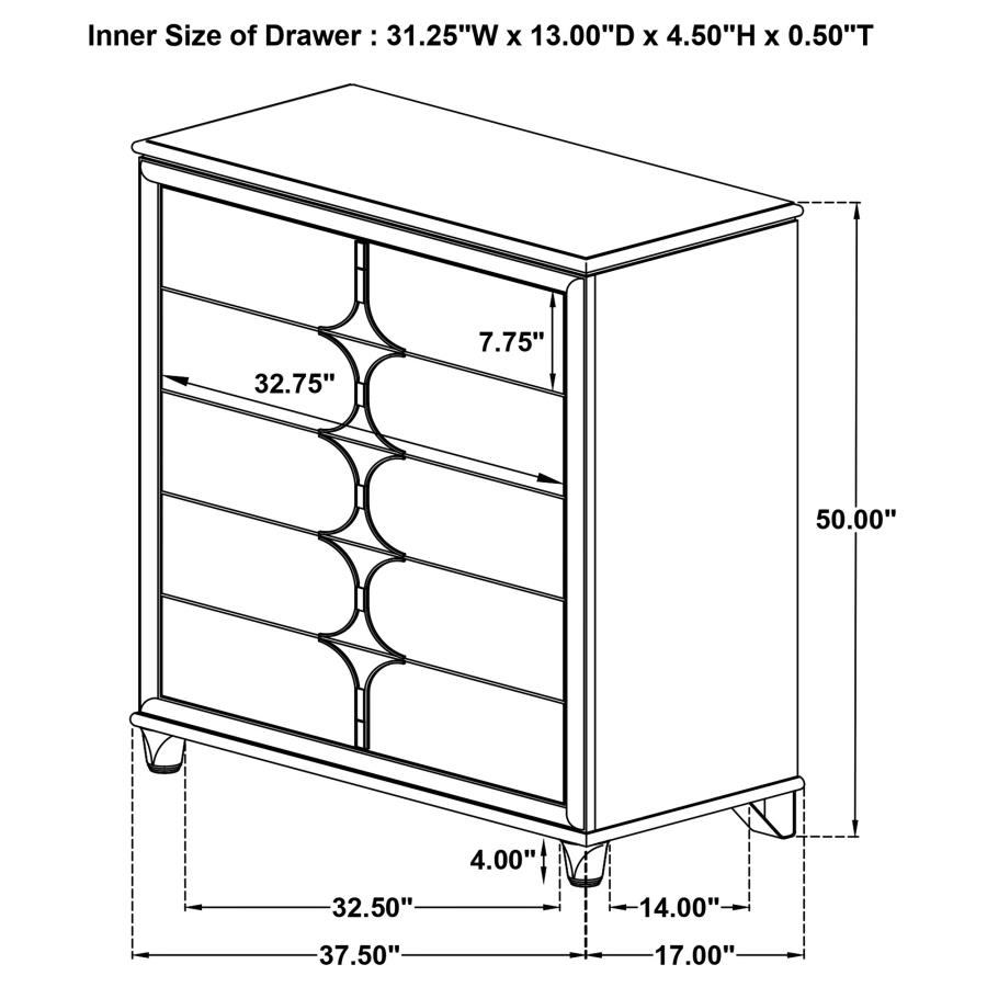 (image for) Olivia 5-drawer Bedroom Chest of Drawers Pearl White