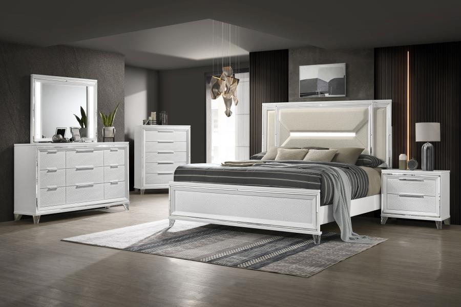 (image for) Marmore 5-piece Eastern King Bedroom Set White - Click Image to Close