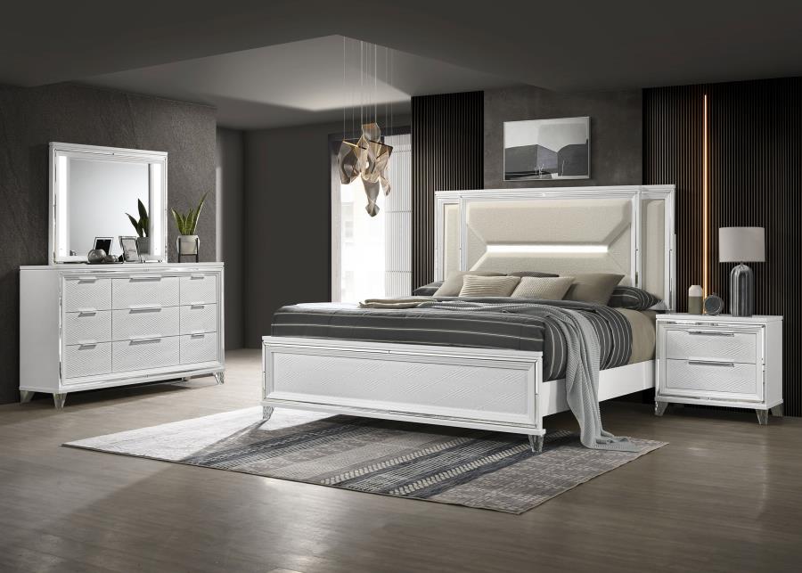 (image for) Marmore 4-piece California King Bedroom Set White - Click Image to Close