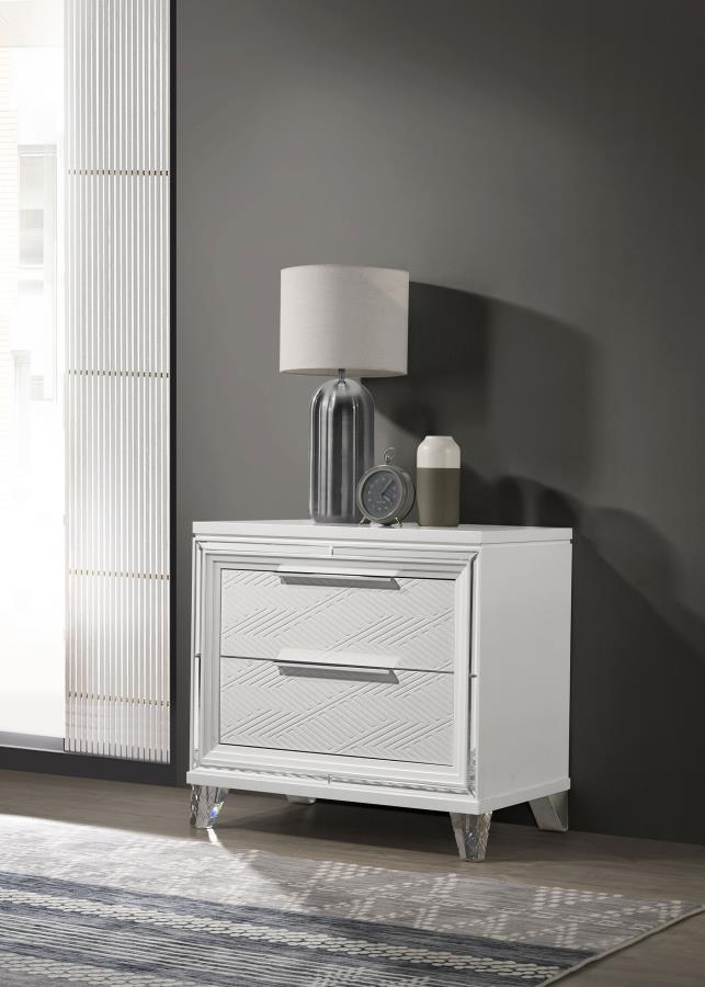 (image for) Marmore 2-drawer Nightstand Bedside Table White