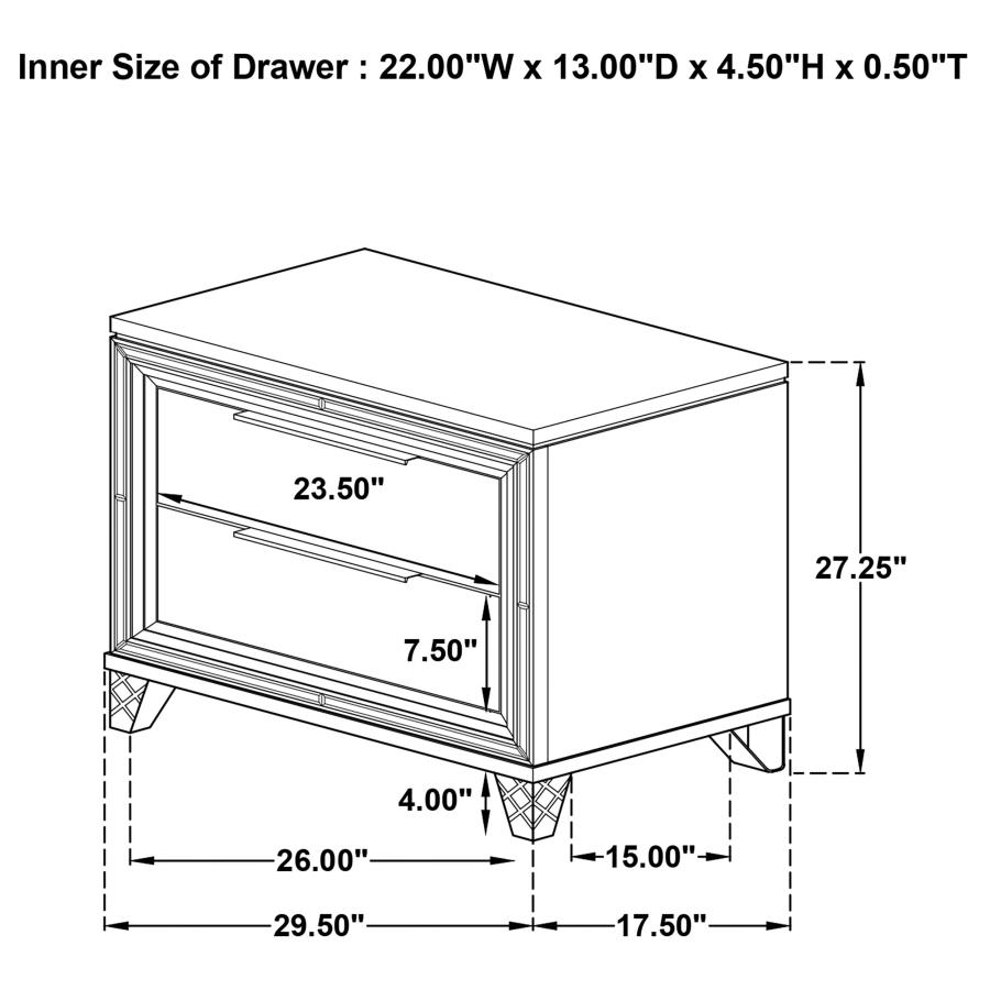 (image for) Marmore 2-drawer Nightstand Bedside Table White