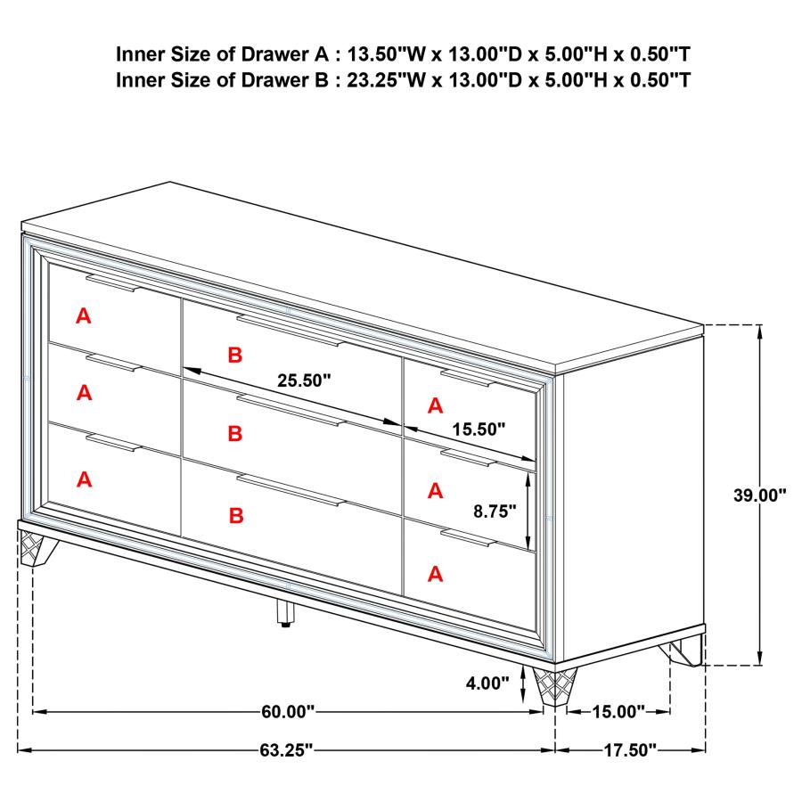 (image for) Marmore 9-drawer Dresser Cabinet White