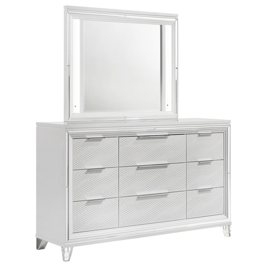 (image for) Marmore 9-drawer Dresser and LED Mirror White