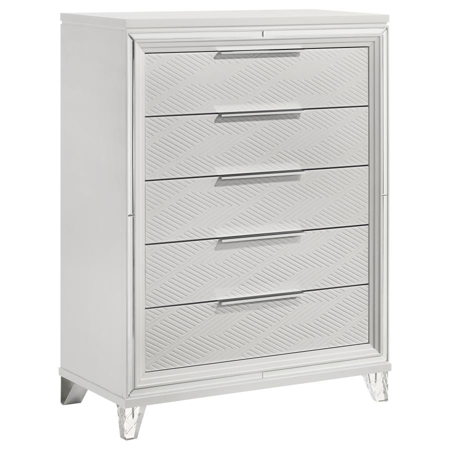 (image for) Marmore 5-drawer Bedroom Chest of Drawers White - Click Image to Close