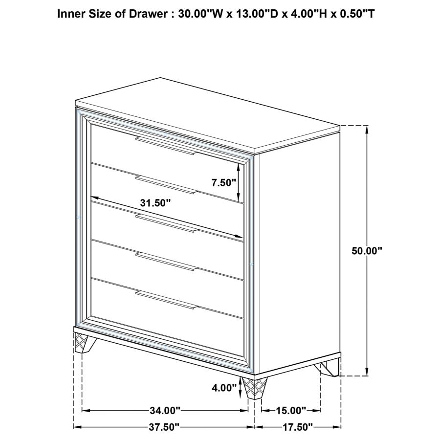 (image for) Marmore 5-drawer Bedroom Chest of Drawers White