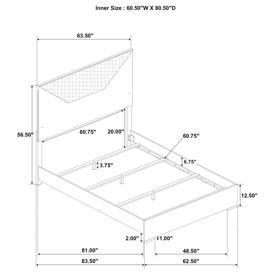 (image for) Ives 4-piece Queen Bedroom Set Grey High Gloss