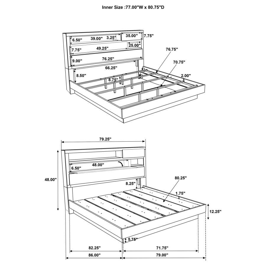 (image for) Fenwick Eastern King Bed Bookcase Headboard Grey Oak