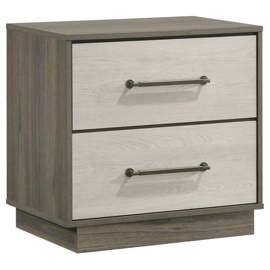 (image for) Fenwick 2-drawer Nightstand Bedside Table Grey Oak