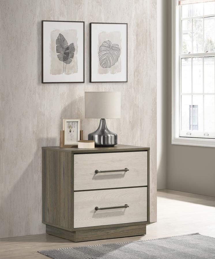 (image for) Fenwick 2-drawer Nightstand Bedside Table Grey Oak