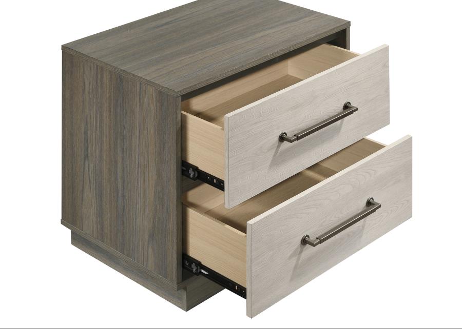 (image for) Fenwick 2-drawer Nightstand Bedside Table Grey Oak