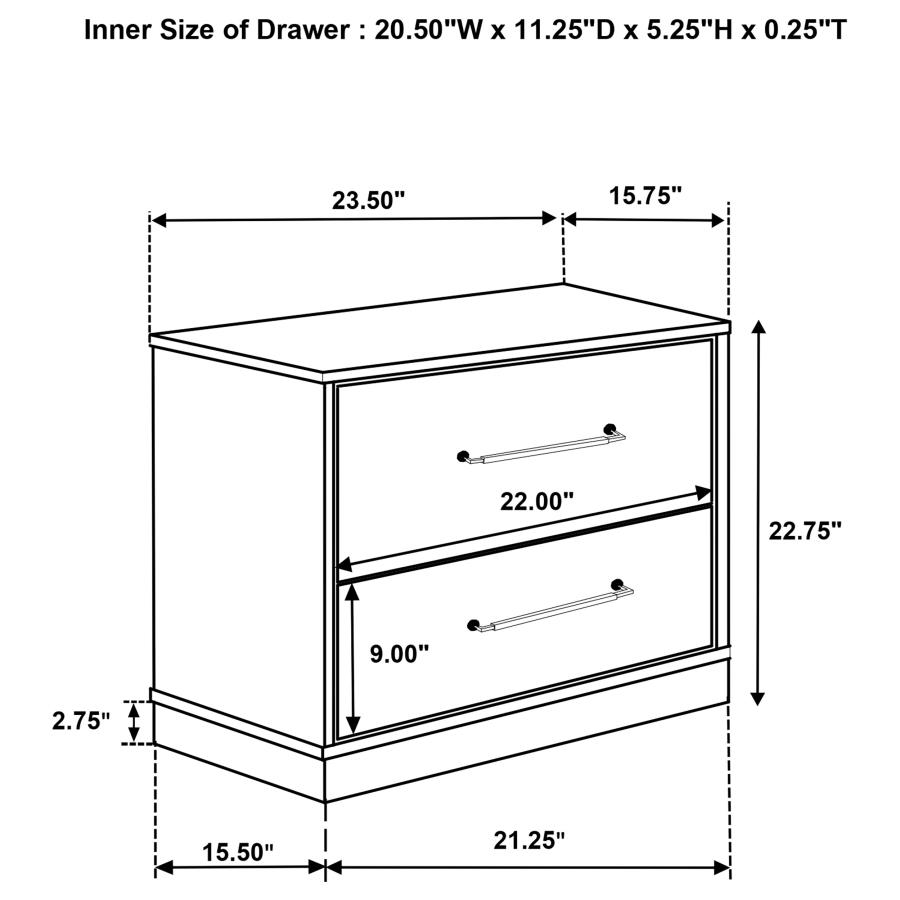 (image for) Fenwick 2-drawer Nightstand Bedside Table Grey Oak