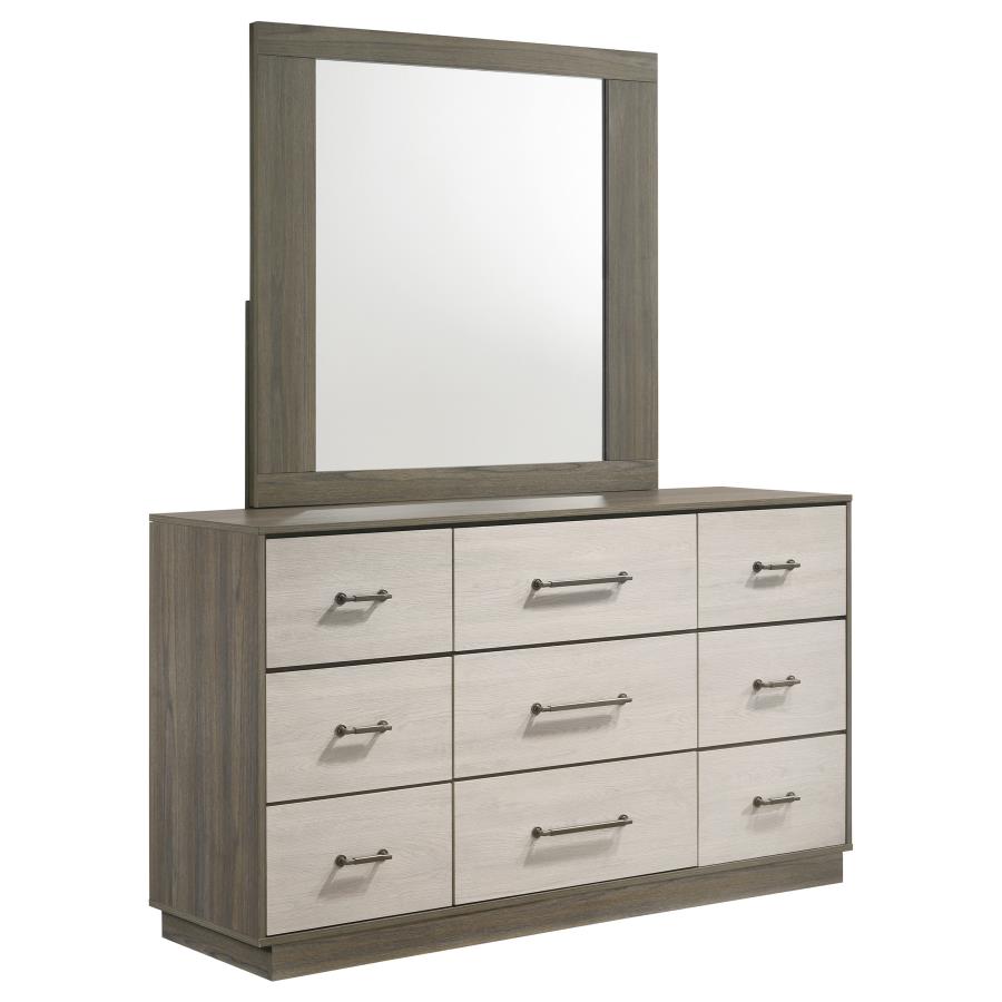 (image for) Fenwick 9-drawer Dresser with Mirror Grey Oak - Click Image to Close