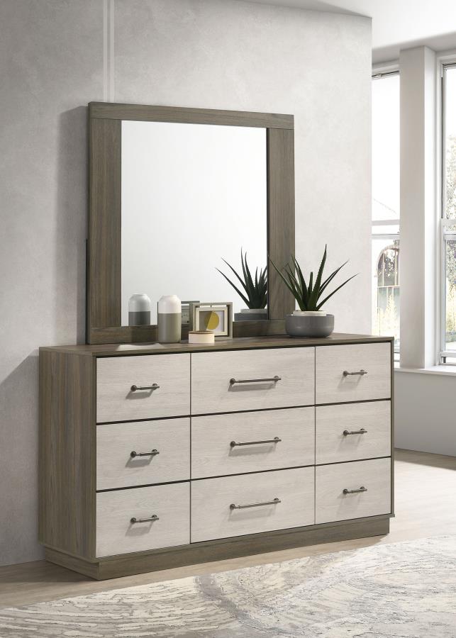 (image for) Fenwick 9-drawer Dresser with Mirror Grey Oak