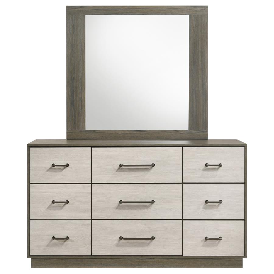 (image for) Fenwick 9-drawer Dresser with Mirror Grey Oak