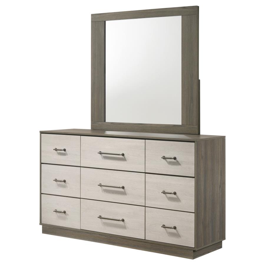 (image for) Fenwick 9-drawer Dresser with Mirror Grey Oak