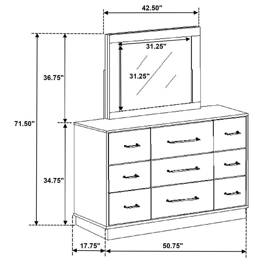 (image for) Fenwick 9-drawer Dresser with Mirror Grey Oak