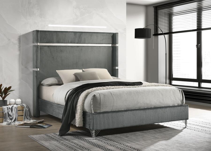 (image for) Lucia 61-inch Upholstered Eastern King Panel Bed Grey