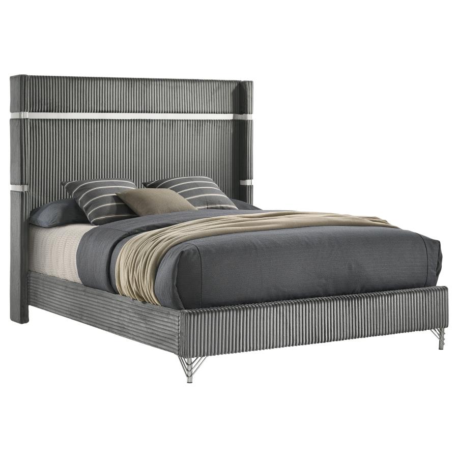 (image for) Lucia 61-inch Upholstered Eastern King Panel Bed Grey